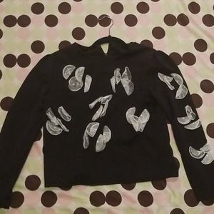 *black*with 3D sheer flower appliqué*midi